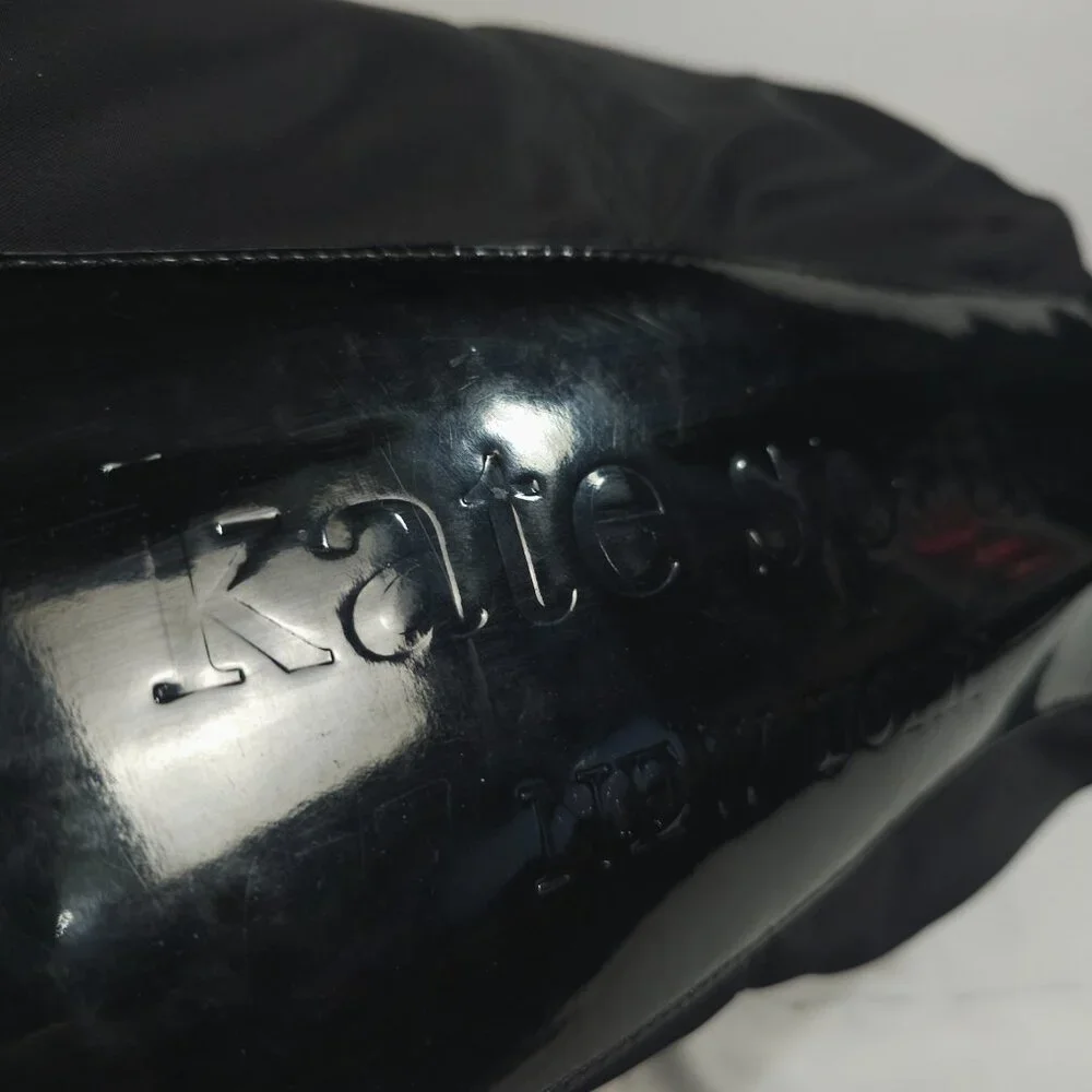 Kate Spade Diaper Bag Black Nylon Patent Leather with Changing Pad